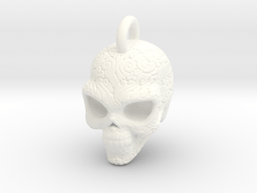 Day of the Dead/ Halloween Skull Pendant 2.6cm in White Processed Versatile Plastic