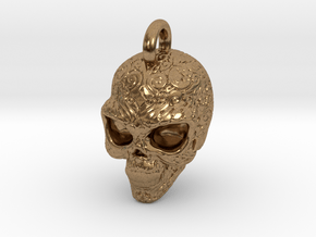 Day of the Dead/ Halloween Skull Pendant 2.6cm in Natural Brass