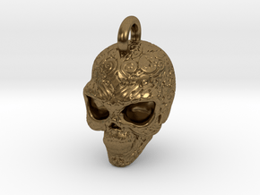 Day of the Dead/ Halloween Skull Pendant 2.6cm in Natural Bronze