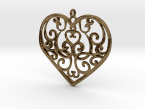 Filigree Antique Heart pendant in Polished Bronze