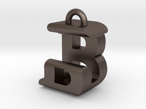 3D-Initial-BJ in Polished Bronzed Silver Steel
