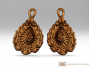 Diwali  / Loi Krathong AUM Earrings  in Polished Bronzed Silver Steel