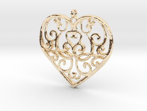 Filigree Antique Heart pendant in 14k Gold Plated Brass