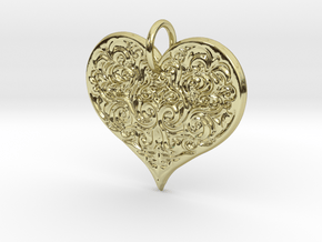 Filigree Engraved Heart pendant in 18k Gold Plated Brass