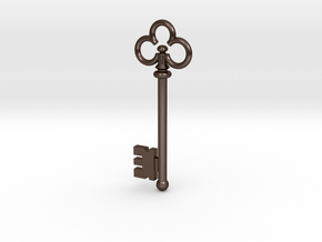 Skeleton Key Pendant #1 in Polished Bronze Steel: Small