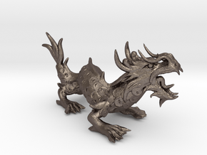 Chinese Dragon in Polished Bronzed Silver Steel
