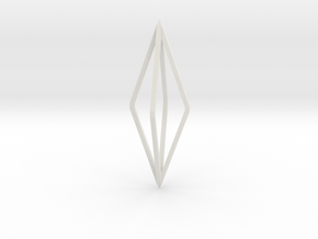 Minimalistic octahedron pendant in White Natural Versatile Plastic