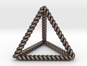 Twisted Tetrahedron RH 1.5" in Polished Bronzed Silver Steel