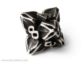 Floral Dice – D8 Gaming die in Polished Bronzed Silver Steel