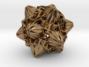 Floral Dice – D20 Gaming die in Natural Brass