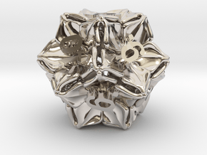 Floral Dice – D12 Gaming die in Rhodium Plated Brass