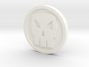 Skull Token in White Processed Versatile Plastic