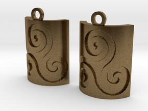 Triskelion Square Earrings in Natural Bronze