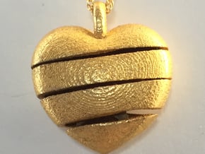 Heart & Star Pendant Small - Spiral in Polished Gold Steel