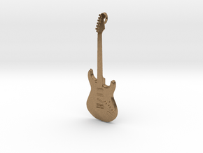 Stratocaster Guitar Pendant in Natural Brass