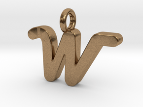 W - Pendant 2mm thk. in Natural Brass