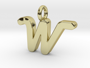 W - Pendant 2mm thk. in 18k Gold Plated Brass