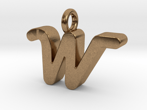 W - Pendant 3mm thk. in Natural Brass