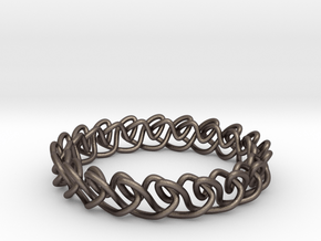 Chain stitch knot bracelet (Circle) in Polished Bronzed Silver Steel: Small
