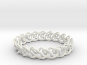 Chain stitch knot bracelet (Circle) in White Natural Versatile Plastic: Large