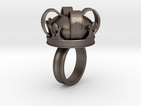 Crown Ring in Polished Bronzed Silver Steel: 10 / 61.5