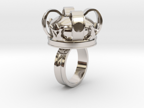 Crown Ring in Rhodium Plated Brass: 10 / 61.5