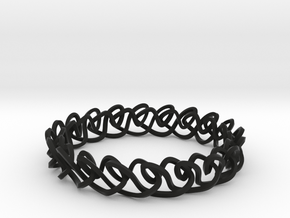 Chain stitch knot bracelet (Square) in Black Premium Versatile Plastic: Extra Small