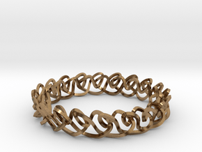Chain stitch knot bracelet (Square) in Natural Brass: Medium