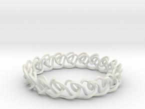 Chain stitch knot bracelet (Square) in White Natural Versatile Plastic: Large