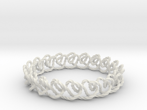 Chain stitch knot bracelet (Twisted square) in White Natural Versatile Plastic: Small