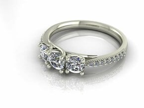 Classic 3 stone NO STONES SUPPLIED in Fine Detail Polished Silver