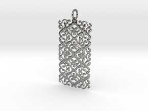 Double Plaque ARABESQUES Pendant in Fine Detail Polished Silver