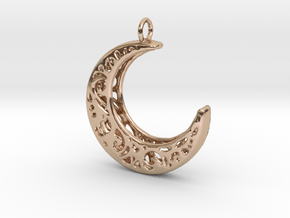 Filigree Crescent Moon in 14k Rose Gold: Large