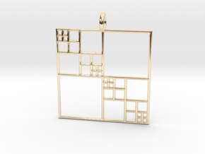 Fractal Squares - Pendant in 14k Gold Plated Brass