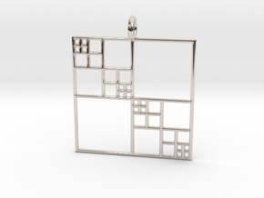 Fractal Squares - Pendant in Rhodium Plated Brass