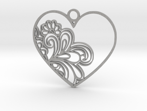 Heart Flower Pendant in Aluminum