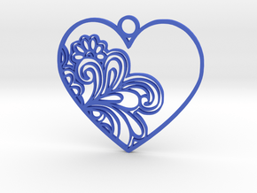 Heart Flower Pendant in Blue Processed Versatile Plastic
