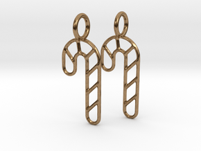 Candy cane earrings in Natural Brass