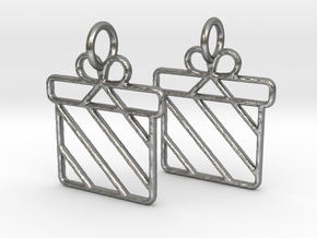 Christmas present earrings in Natural Silver