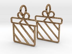 Christmas present earrings in Natural Brass