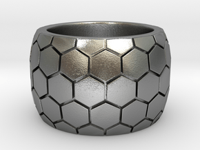 Hexagon patterned ring  in Natural Silver
