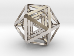 Icosahedron x 3 in Rhodium Plated Brass