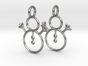 Snowman earrings (precious metals) in Natural Silver