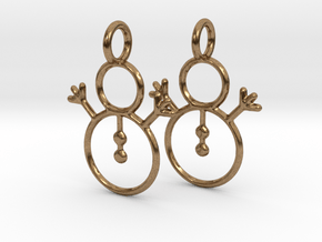 Snowman earrings (precious metals) in Natural Brass