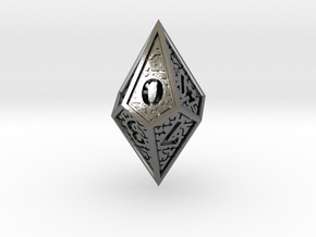 Hedron D10: Closed (Hollow), balanced gaming die in Polished Silver