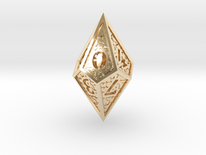 Hedron D10: Closed (Hollow), balanced gaming die in 14k Gold Plated Brass