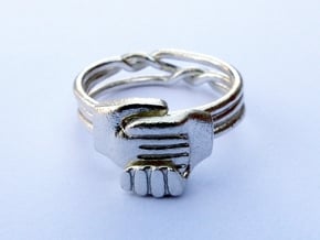 Gimmel Ring in Natural Silver (Interlocking Parts): 8 / 56.75