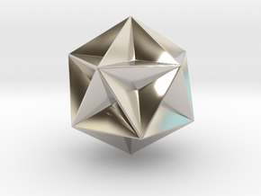 0415 Great Dodecahedron (F&full Color, 8cm) #001 in Rhodium Plated Brass