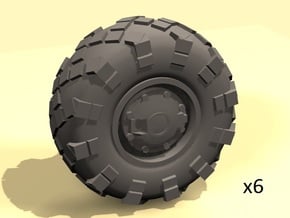 25mm diameter BTR-style wheels x6 in White Processed Versatile Plastic