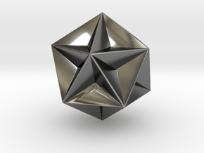 0414 Great Dodecahedron (F&full сolor, 3cm) #001 in Fine Detail Polished Silver